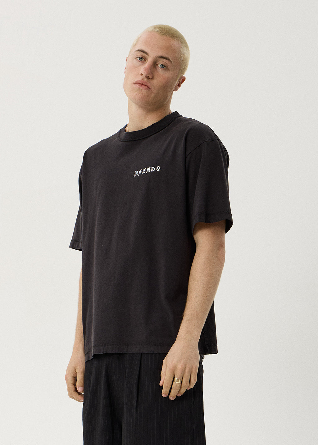 AFENDS Constellation - Heavyweight Boxy Tee - Stone Black