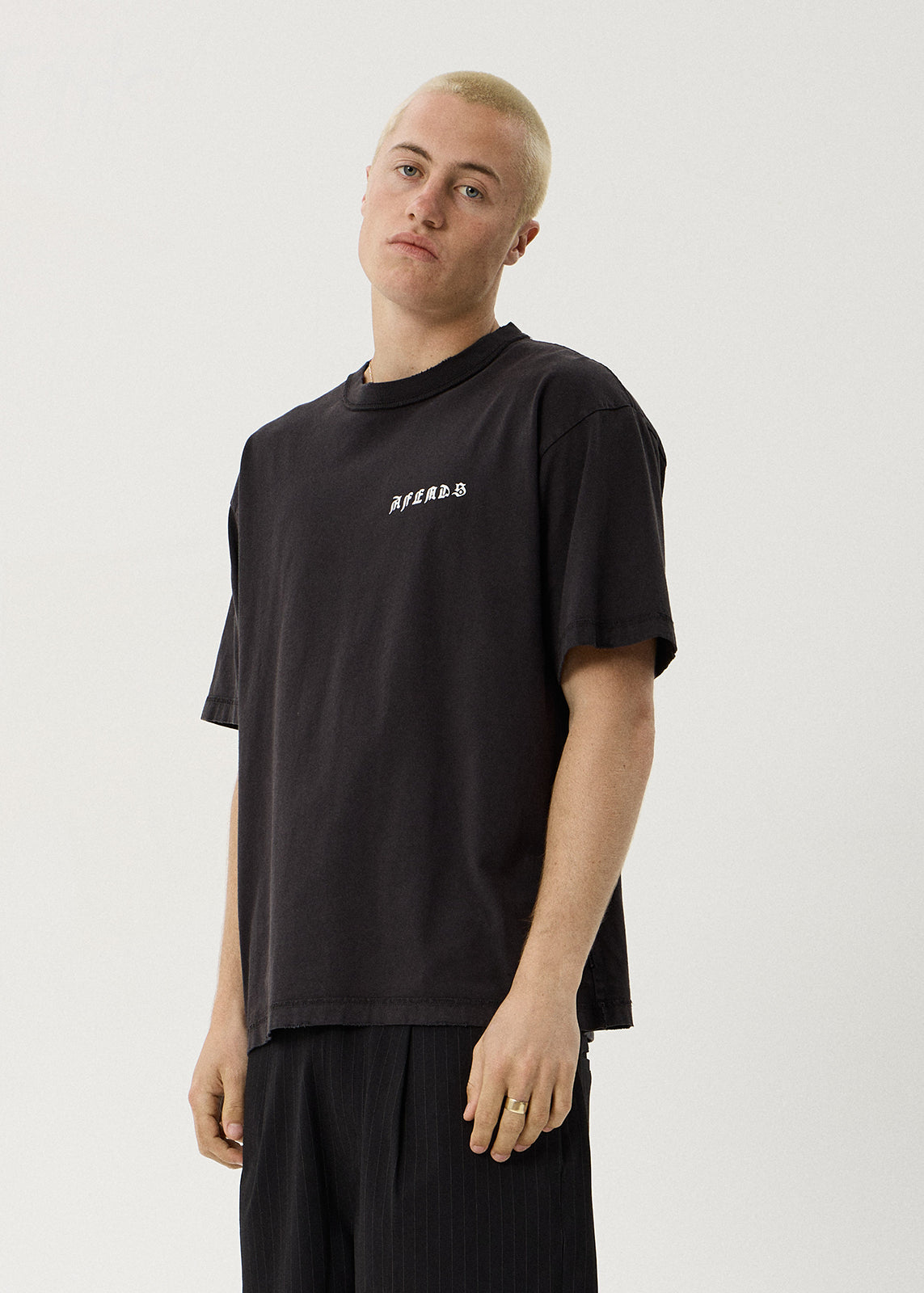 AFENDS Constellation - Heavyweight Boxy Tee - Stone Black