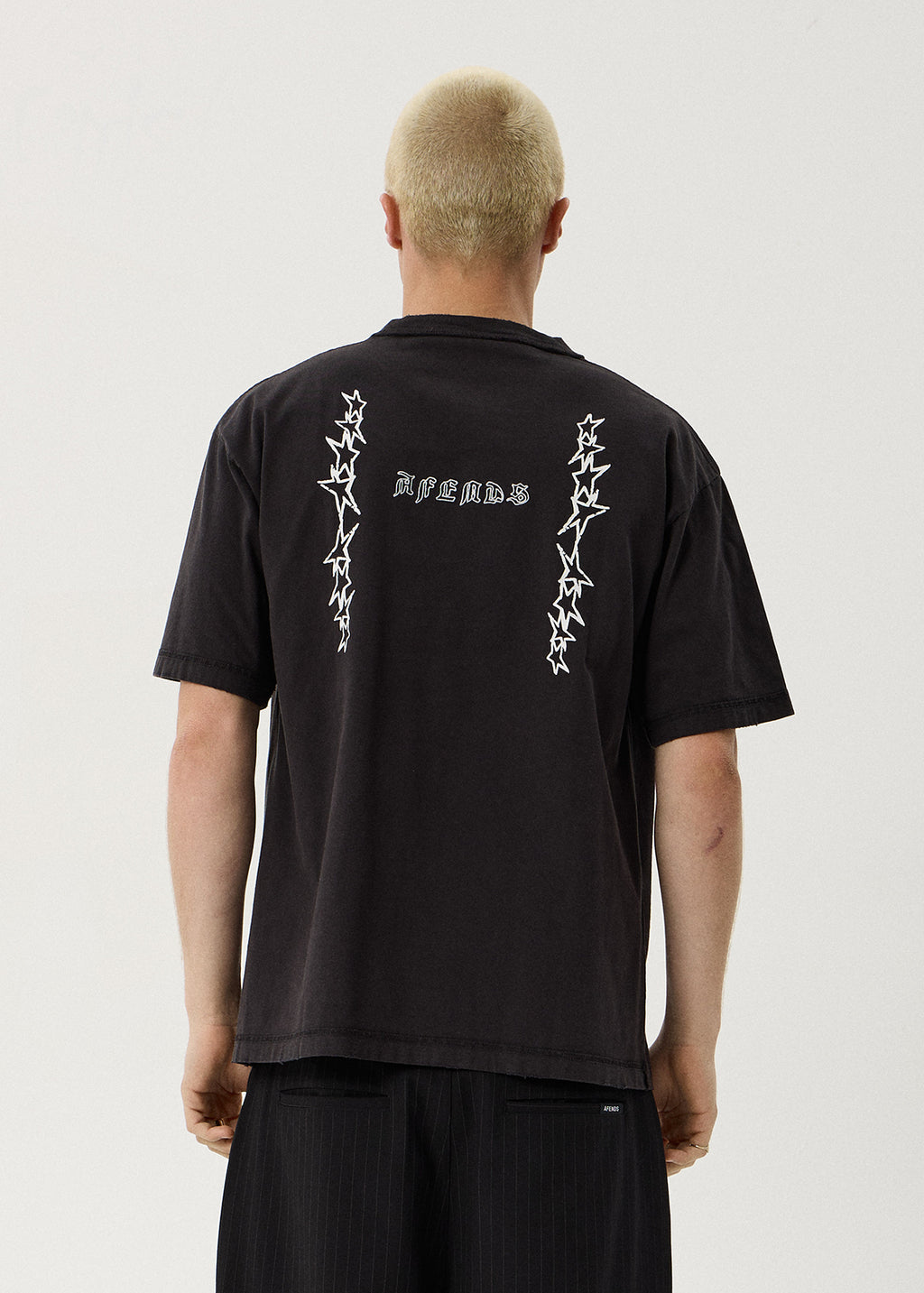AFENDS Constellation - Heavyweight Boxy Tee - Stone Black
