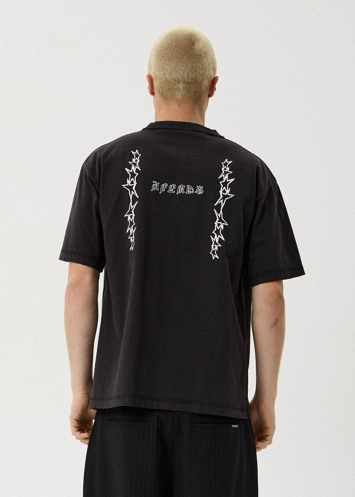 AFENDS Constellation - Heavyweight Boxy Tee - Stone Black