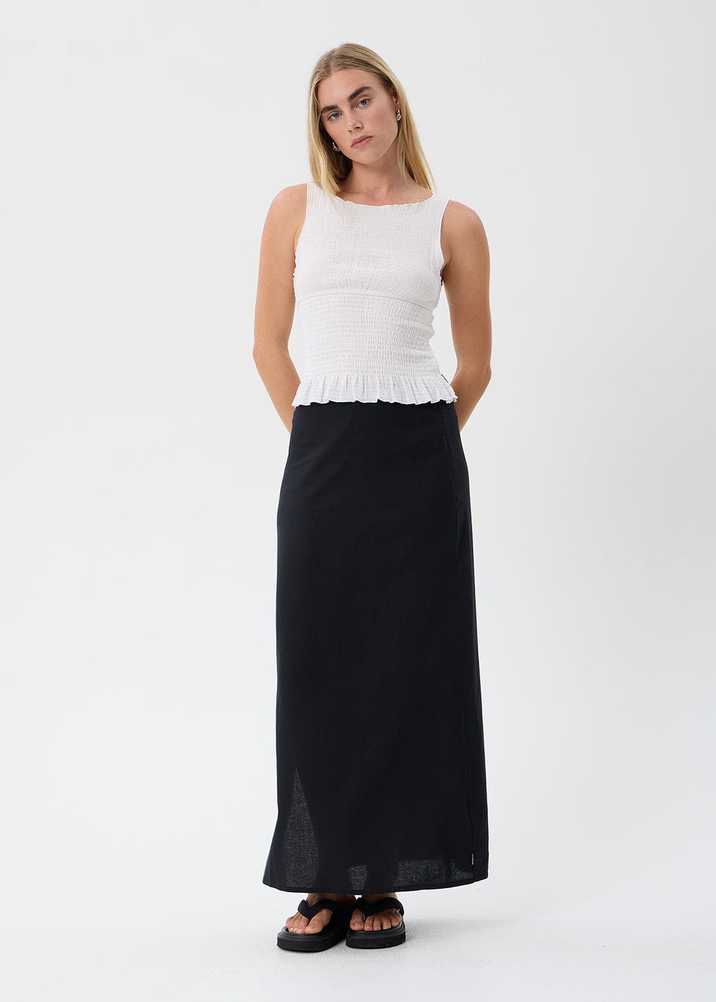AFENDS Cedar - Seersucker Sleeveless Top - Off White