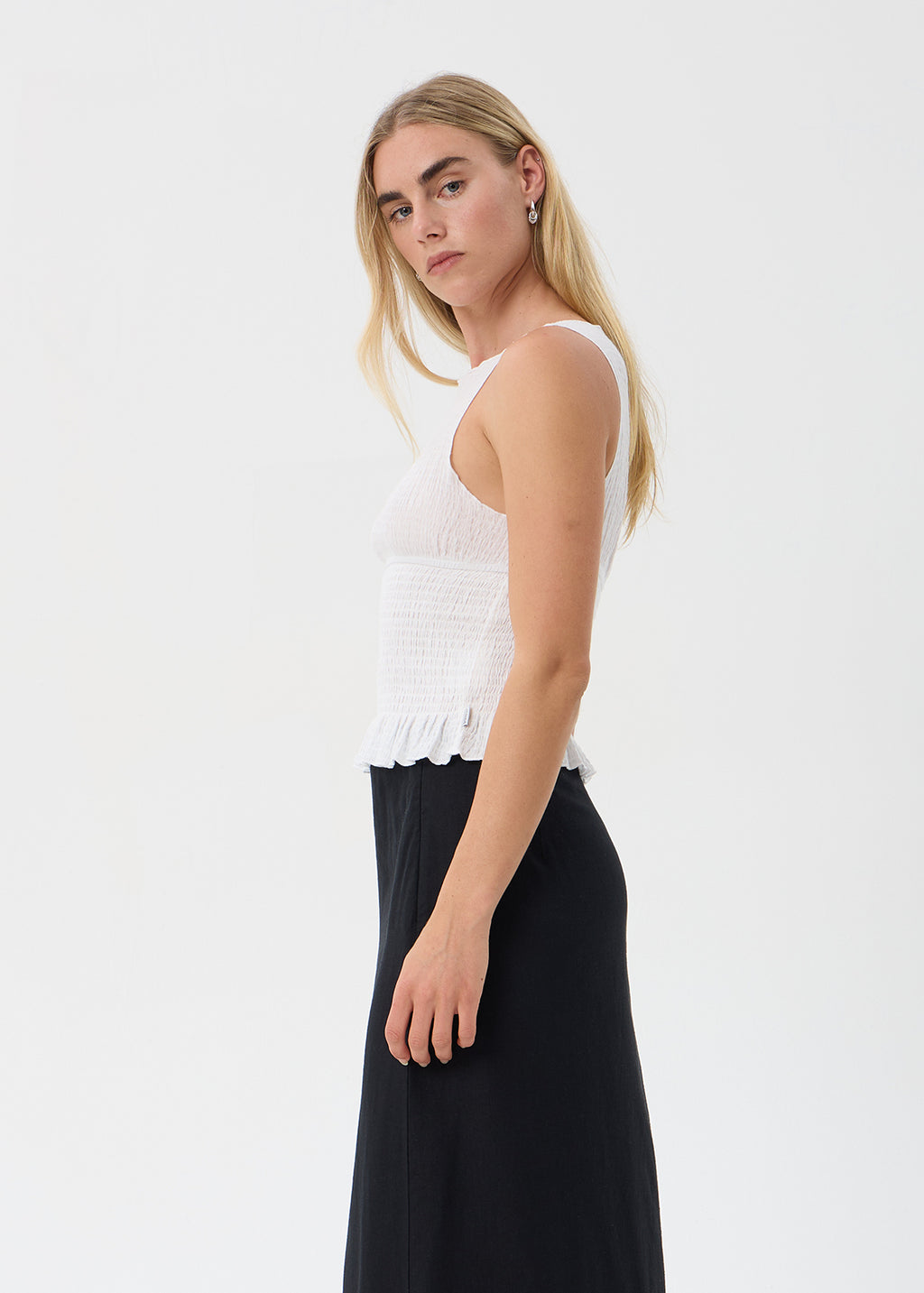 AFENDS Cedar - Seersucker Sleeveless Top - Off White