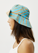 Afends Unisex Adi - Hemp Wide Brim Bucket Hat - Blue Stripe - Afends unisex adi   hemp wide brim bucket hat   blue stripe 