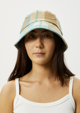 Afends Unisex Millie - Hemp Reverse Fleece Bucket Hat - Tan Check - Afends unisex millie   hemp reverse fleece bucket hat   tan check 