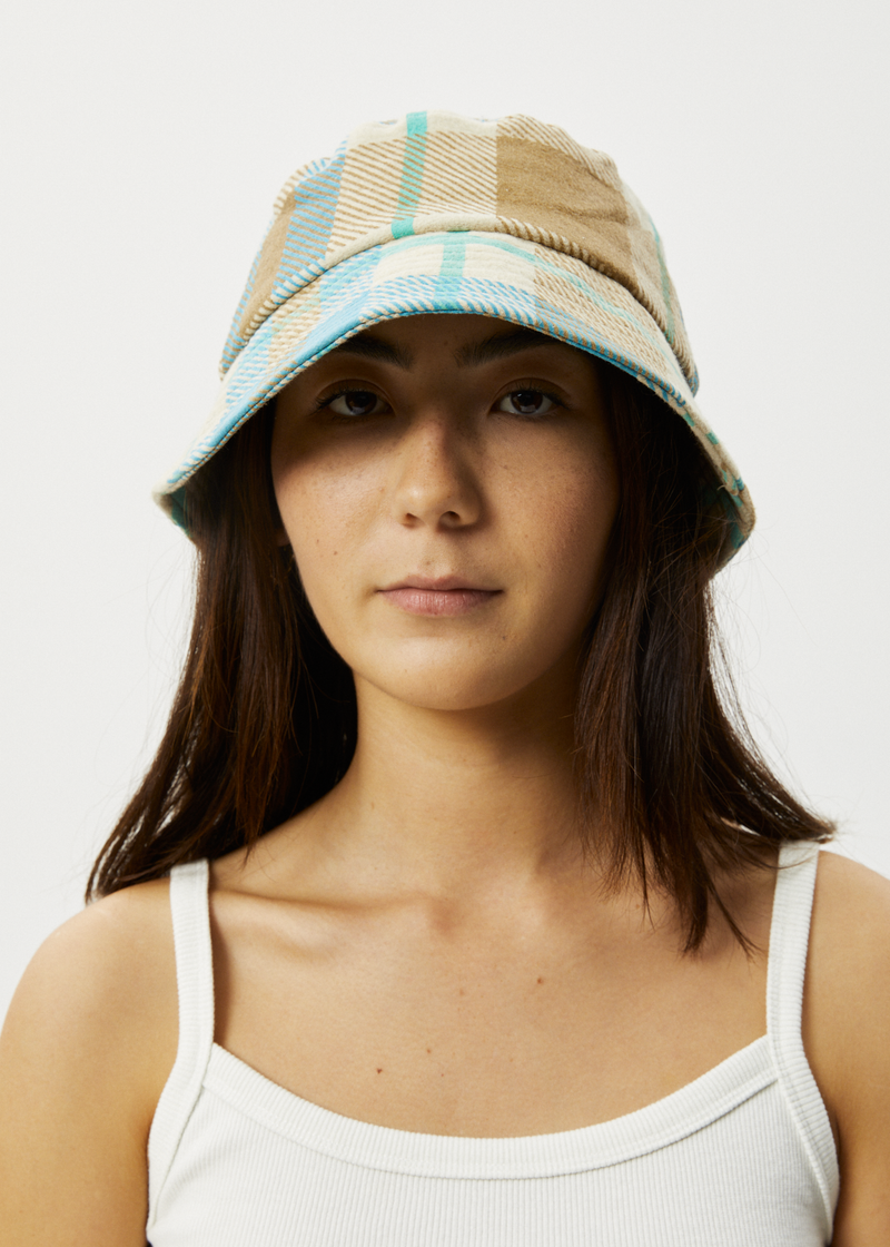 Afends Unisex Millie - Hemp Reverse Fleece Bucket Hat - Tan Check