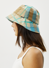 Afends Unisex Millie - Hemp Reverse Fleece Bucket Hat - Tan Check - Afends unisex millie   hemp reverse fleece bucket hat   tan check 