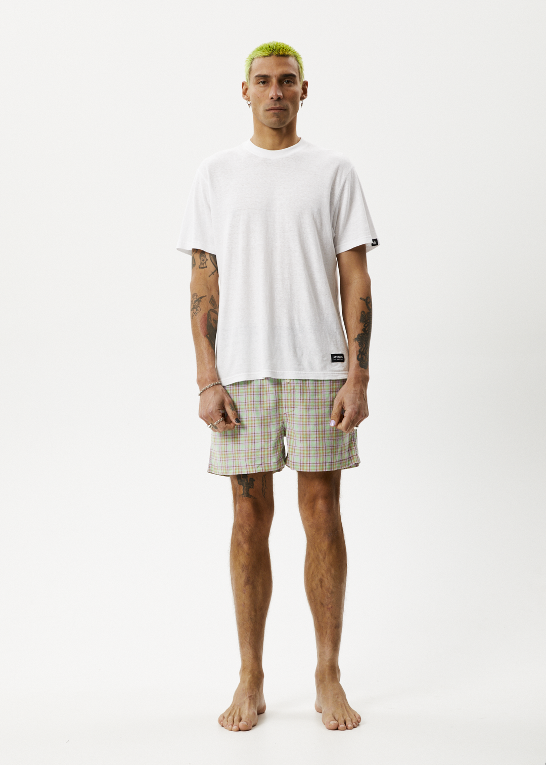 AFENDS Unisex Kali - Boxers - Pistachio Check 