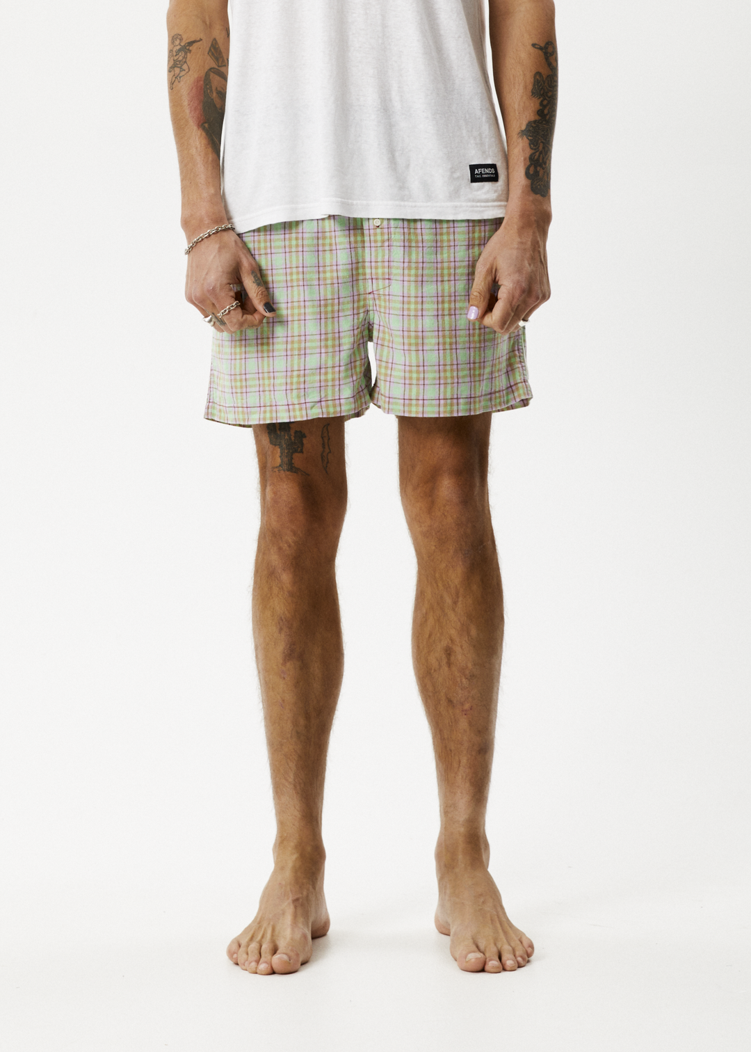 AFENDS Unisex Kali - Boxers - Pistachio Check 