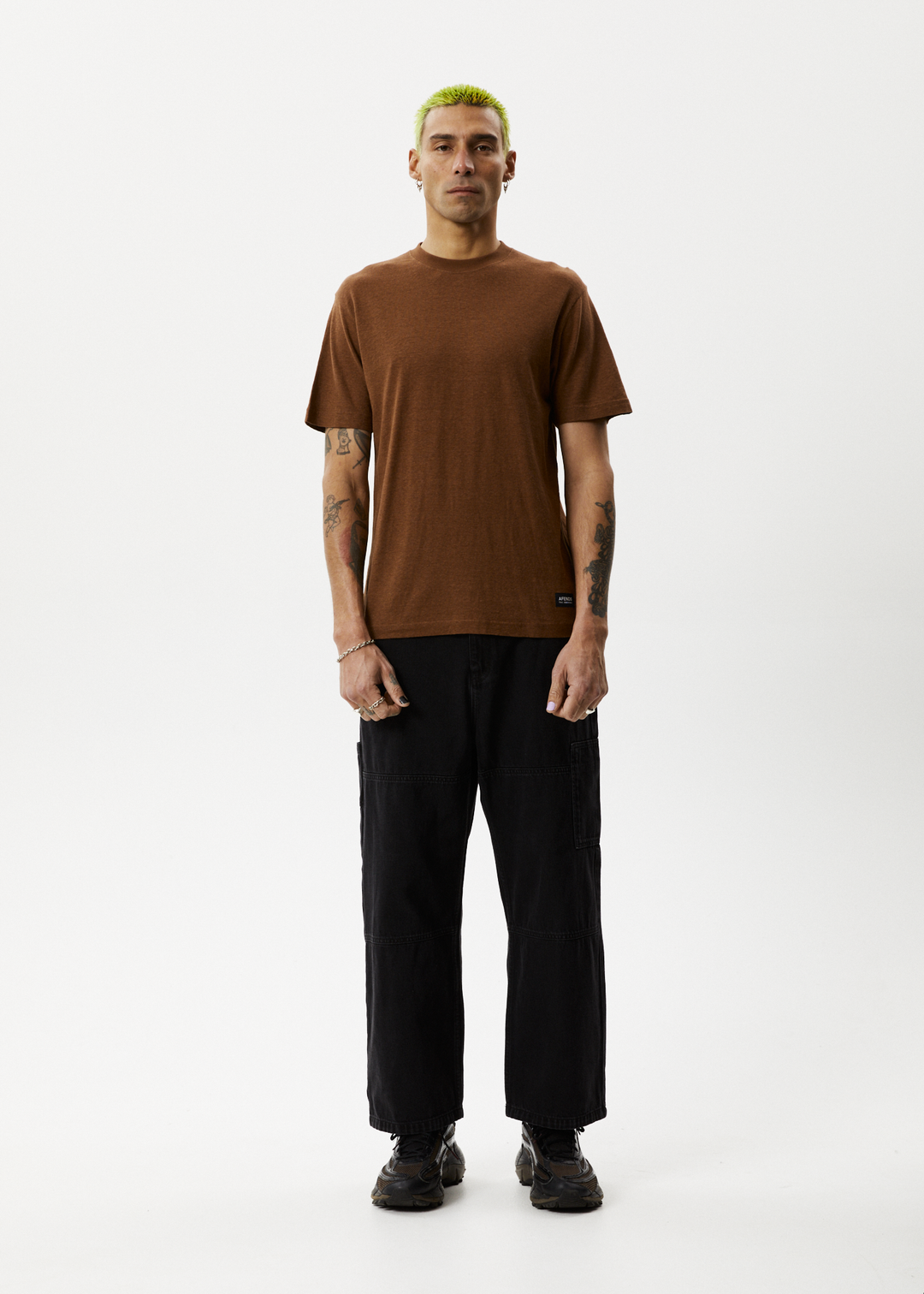 AFENDS Mens Classic - Retro Fit Tee - Toffee 