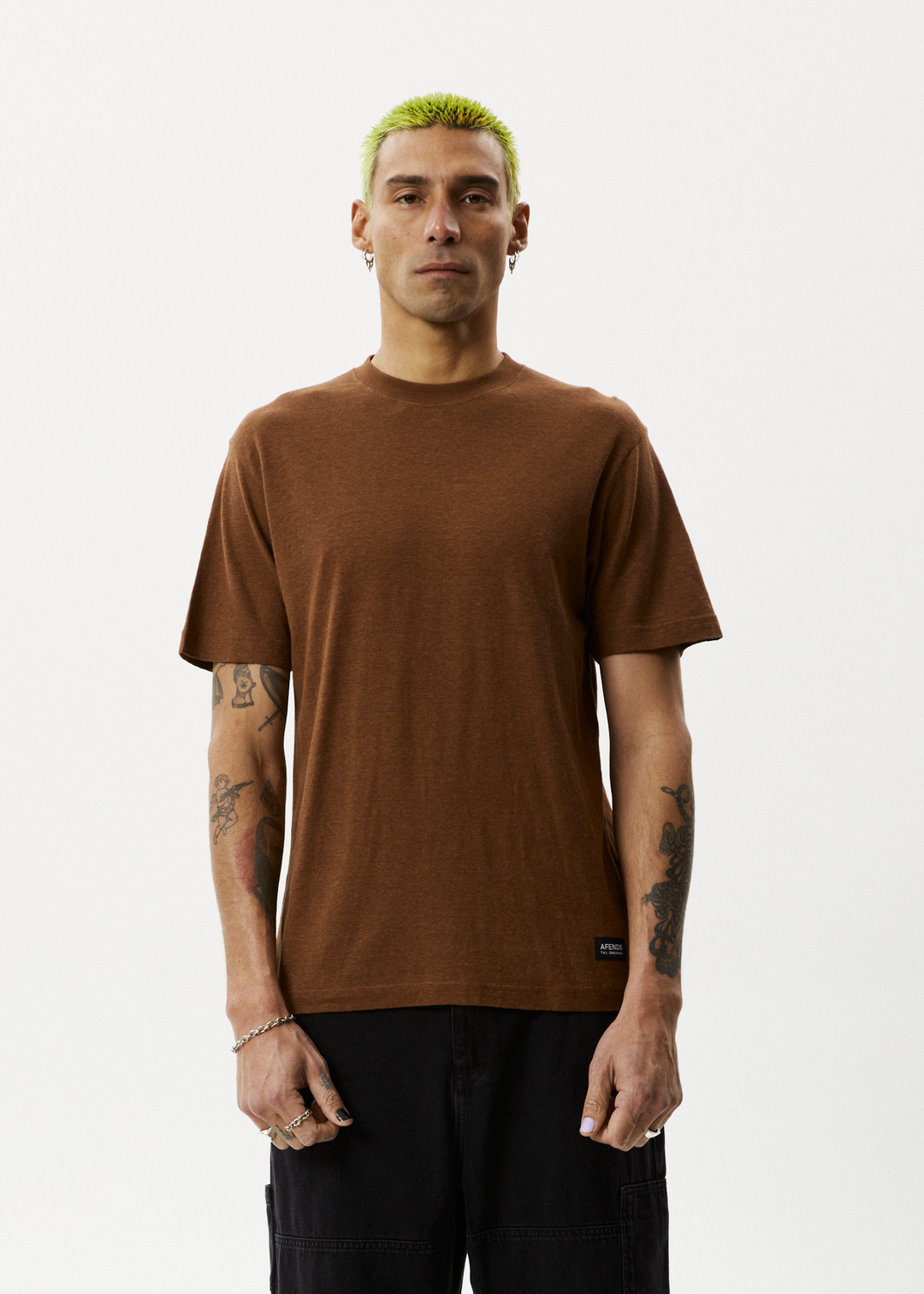 AFENDS Mens Classic - Retro Fit Tee - Toffee 