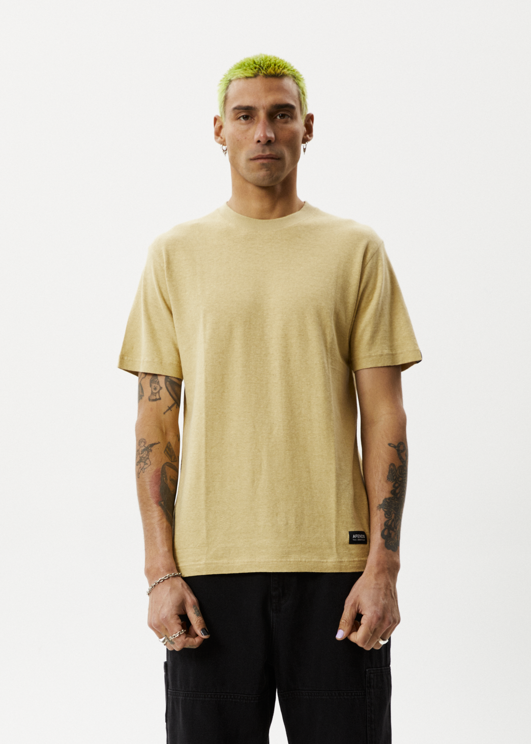 AFENDS Mens Classic - Retro Fit Tee - Camel 