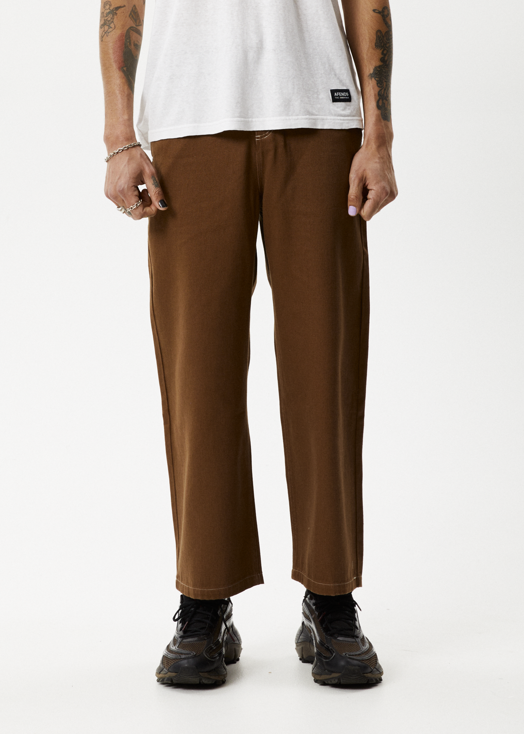 AFENDS Mens Pablo - Baggy Pants - Toffee 