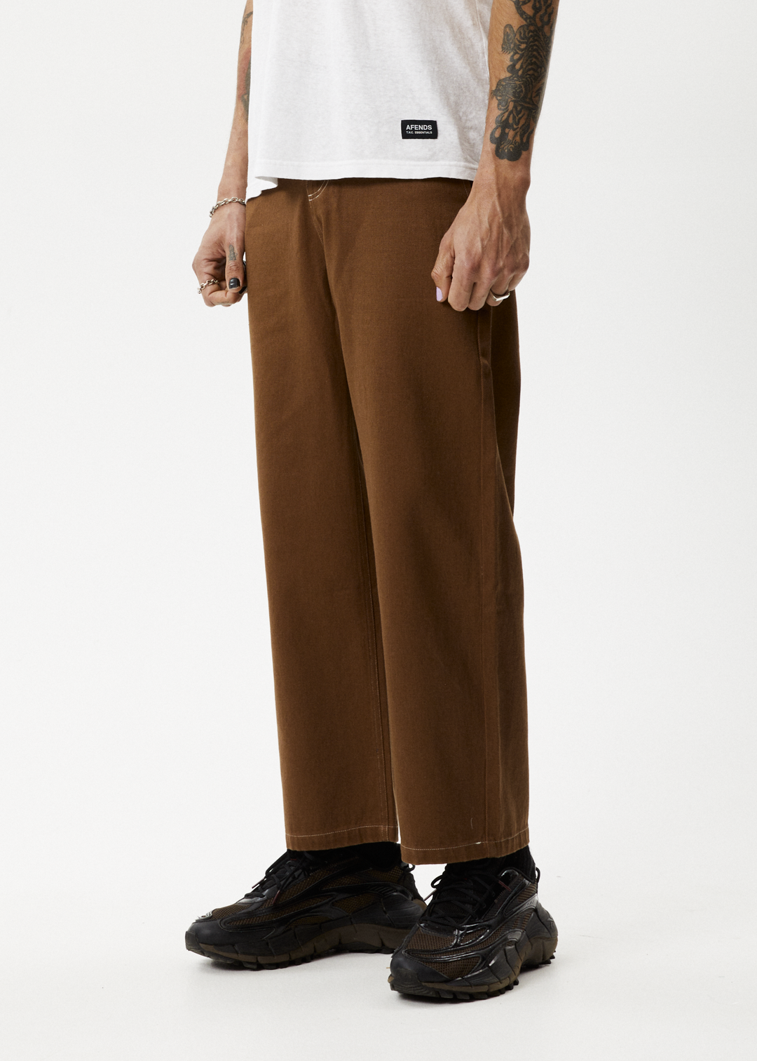 AFENDS Mens Pablo - Baggy Pants - Toffee 