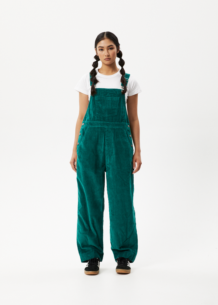 Afends Womens Louis - Corduroy Baggy Overalls - Emerald 