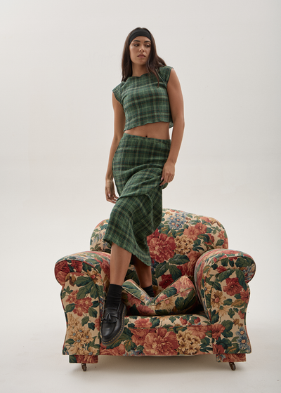 AFENDS Womens Lonnie - Seersucker Top - Hunter Green