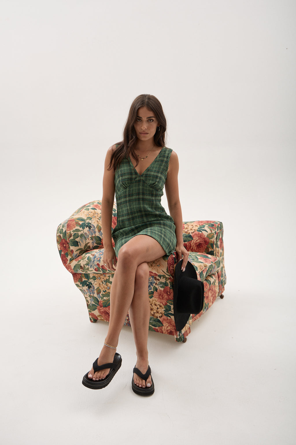 AFENDS Womens Lonnie - Seersucker Mini Dress - Hunter Green