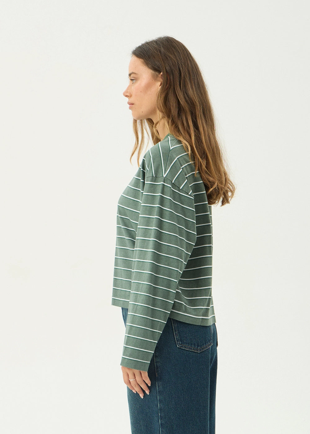 AFENDS Womens Altitude - Long Sleeve Tee - Pine Stripe