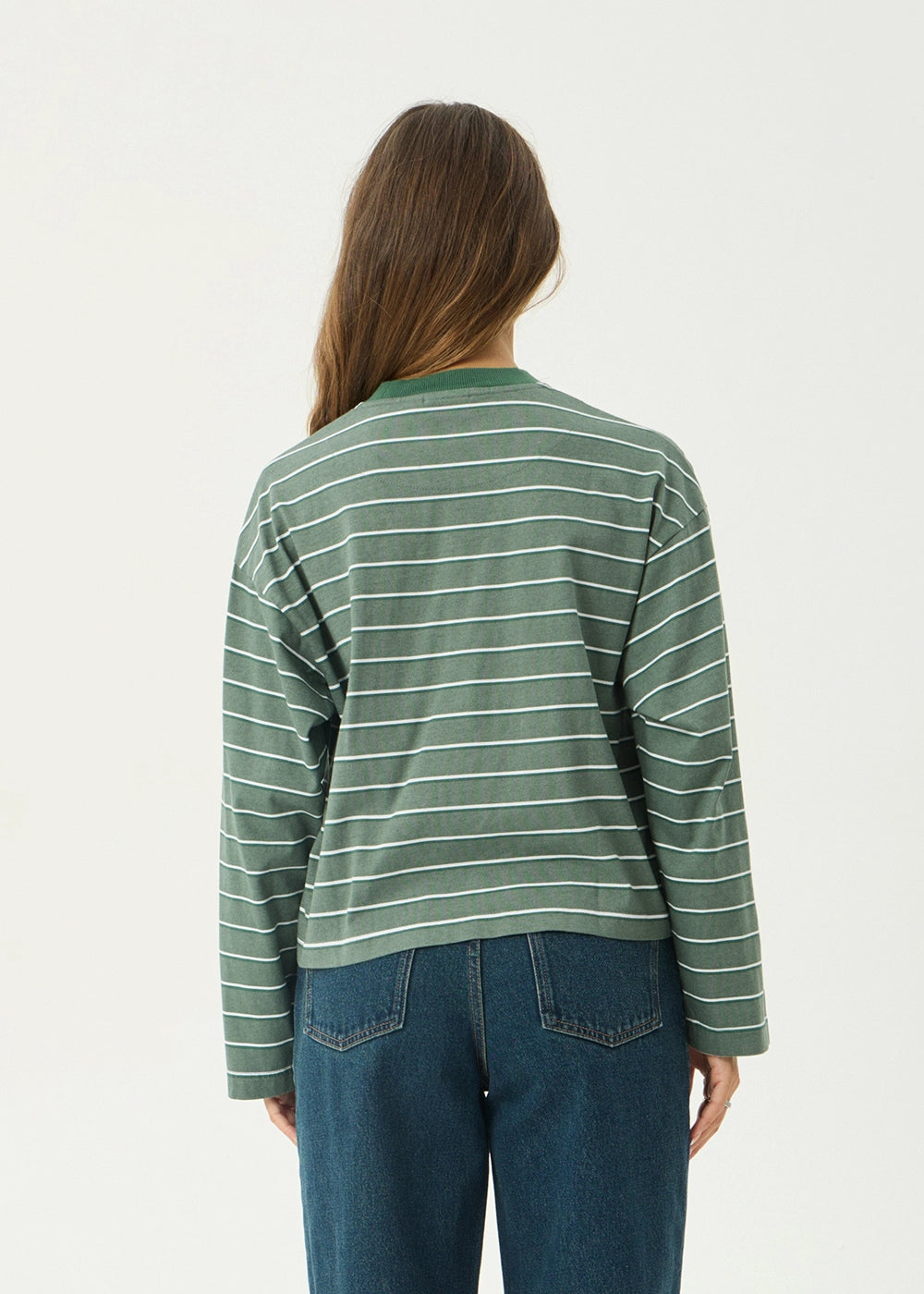 AFENDS Womens Altitude - Long Sleeve Tee - Pine Stripe