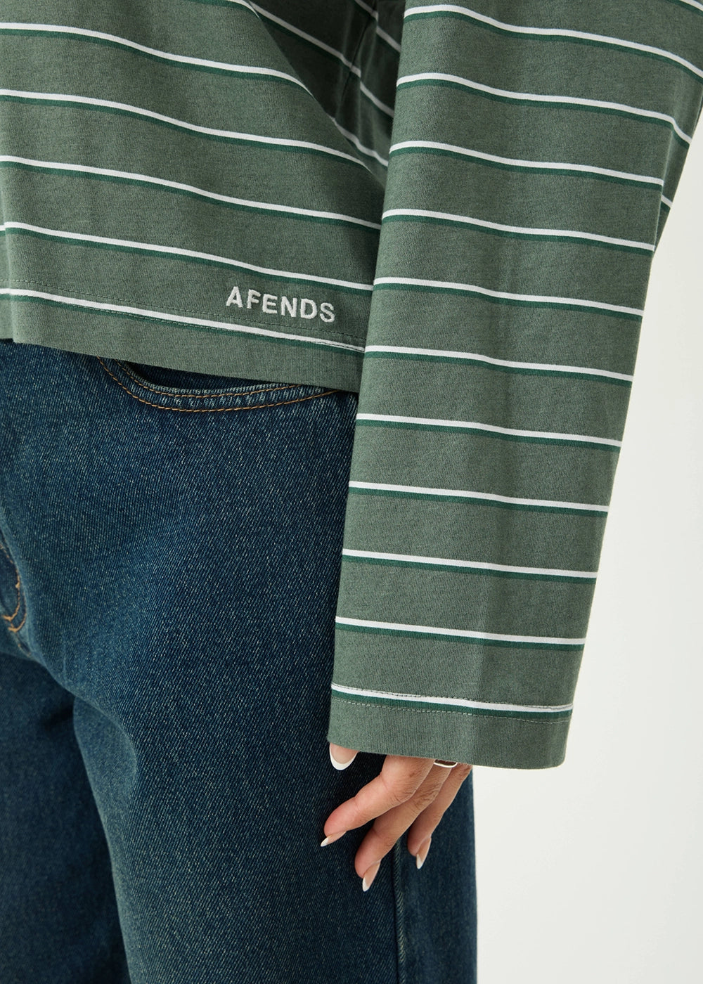 AFENDS Womens Altitude - Long Sleeve Tee - Pine Stripe