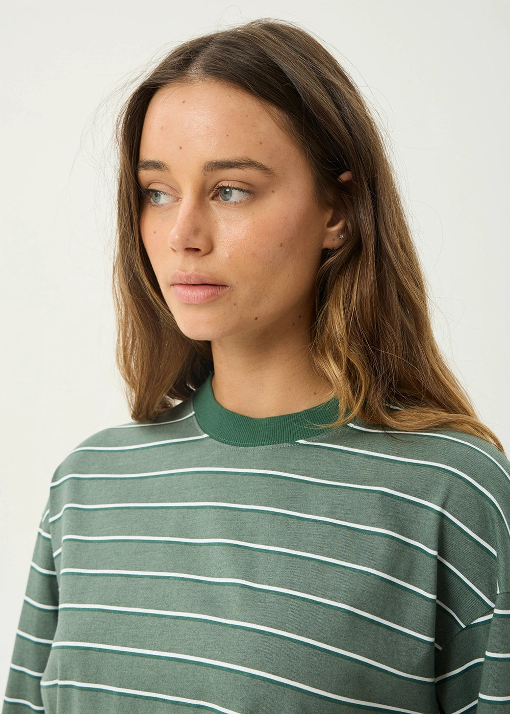 AFENDS Womens Altitude - Long Sleeve Tee - Pine Stripe