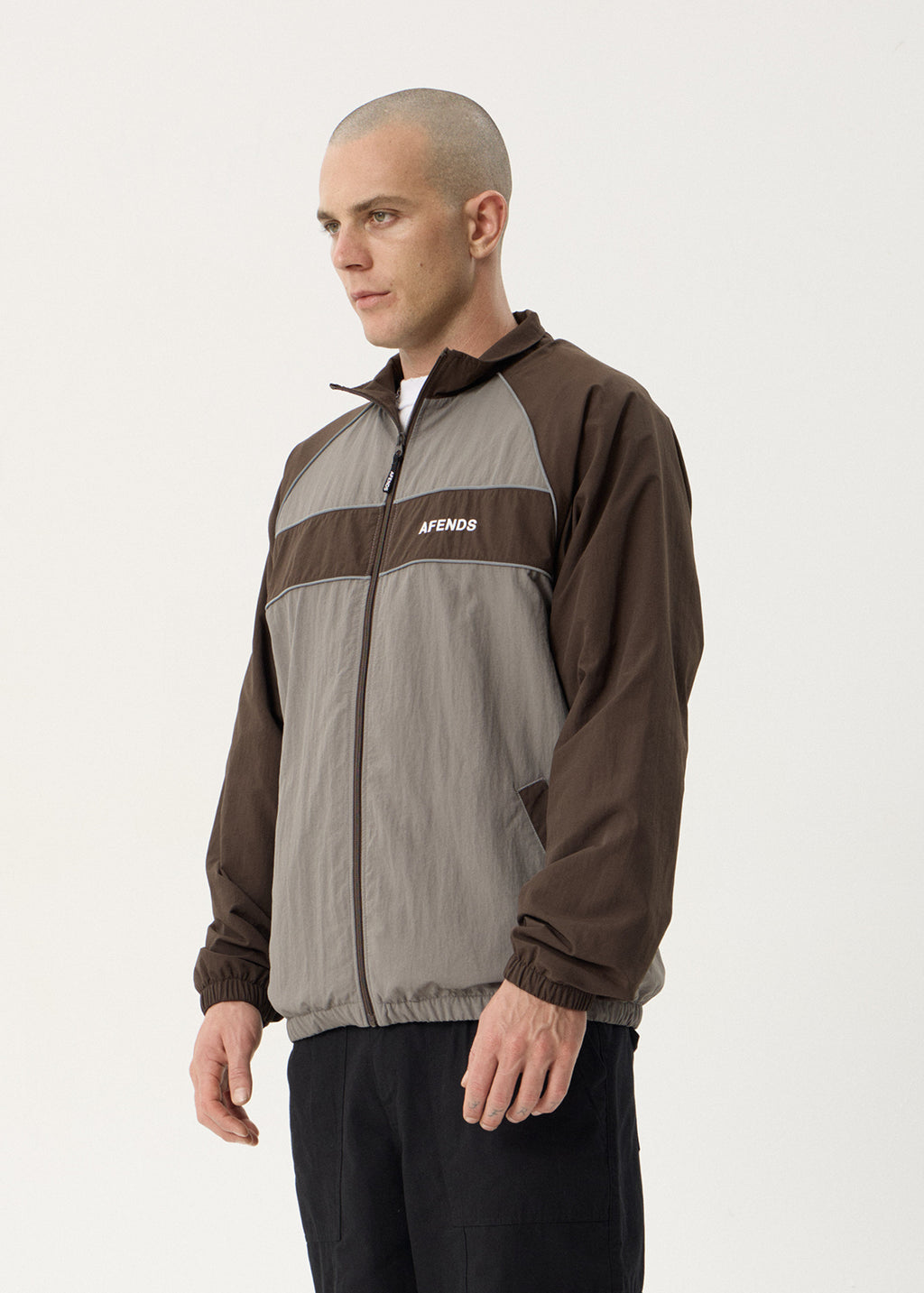 AFENDS Mens Spicy - Sports Spray Jacket - Olive