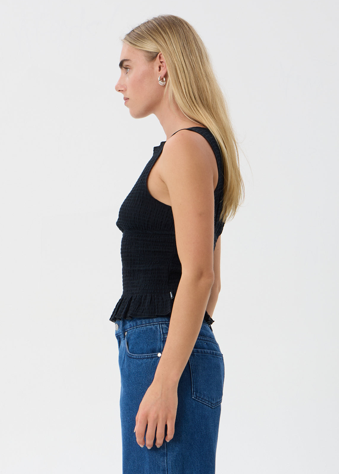 AFENDS Cedar - Seersucker Sleeveless Top - Black