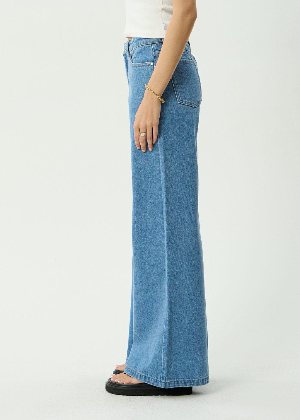 AFENDS Womens Gigi - Denim Flared Leg Jean - Worn Blue