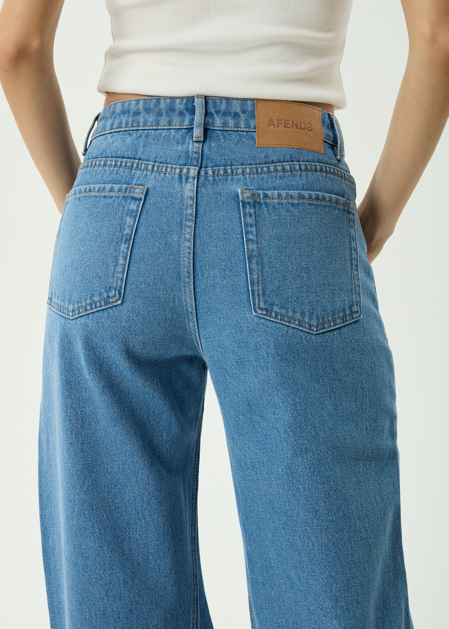 AFENDS Womens Gigi - Denim Flared Leg Jean - Worn Blue