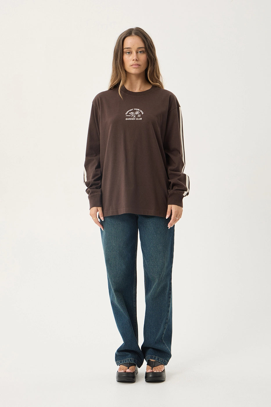 AFENDS Womens Community Garden - Long Sleeve Tee - Coffee