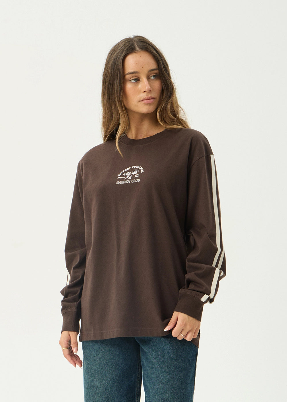 AFENDS Womens Community Garden - Long Sleeve Tee - Coffee