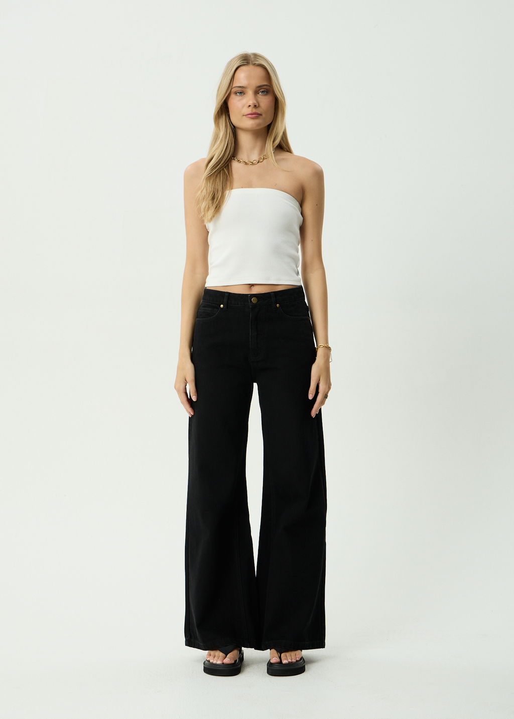 AFENDS Womens Gigi - Denim Flared Leg Jean - Washed Black