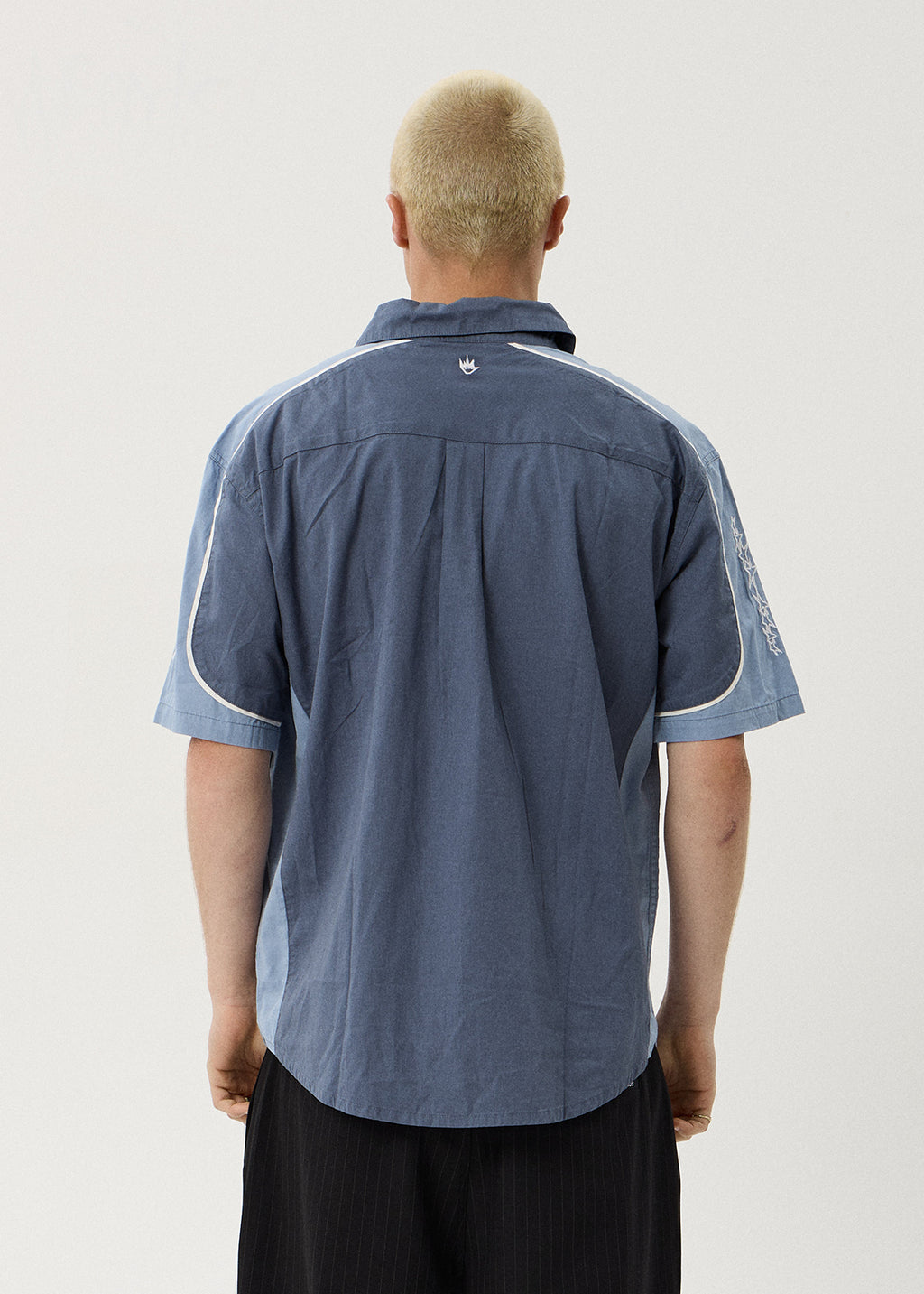 AFENDS Constellation - Short Sleeve Shirt - Slate Blue