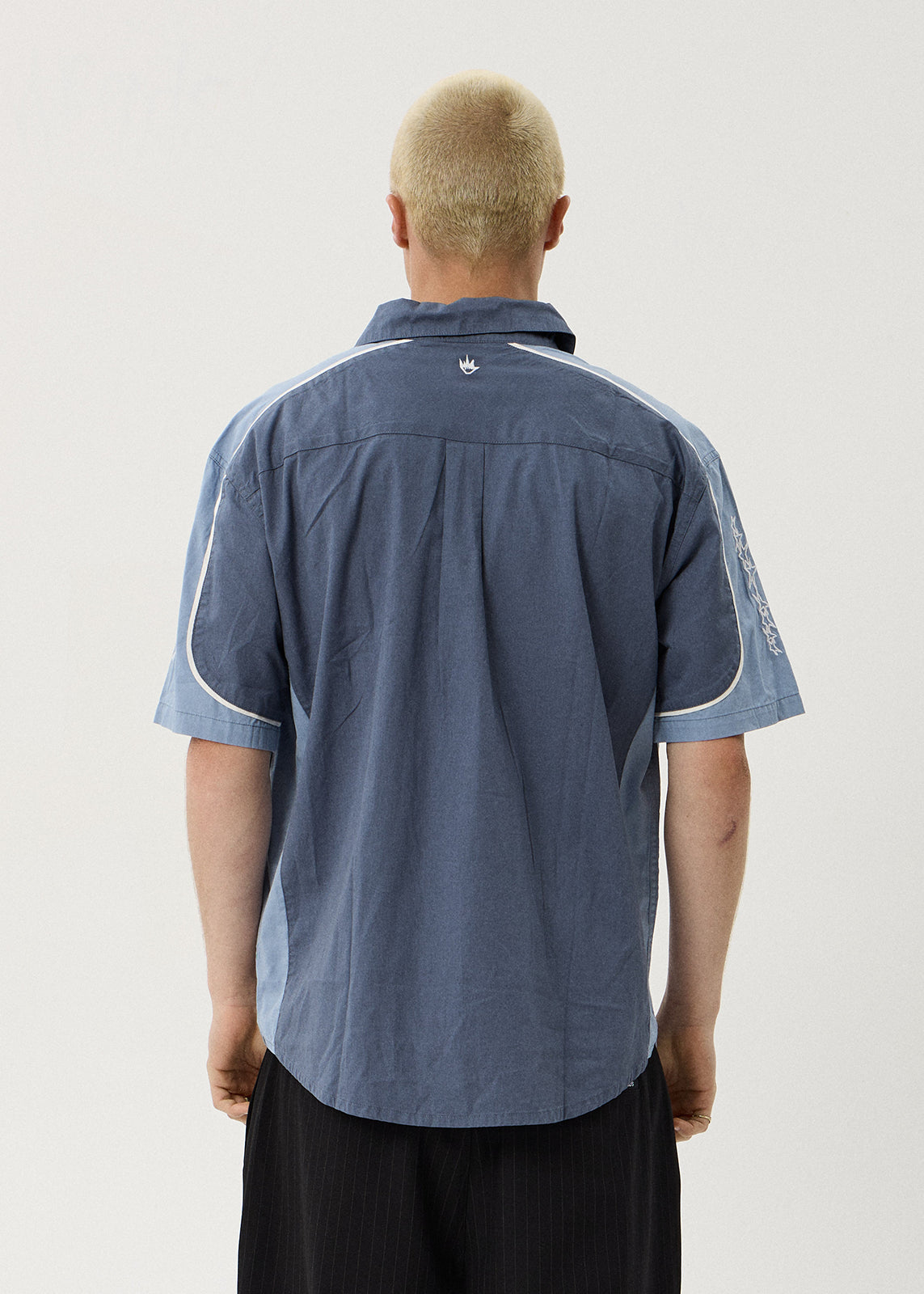 AFENDS Constellation - Short Sleeve Shirt - Slate Blue