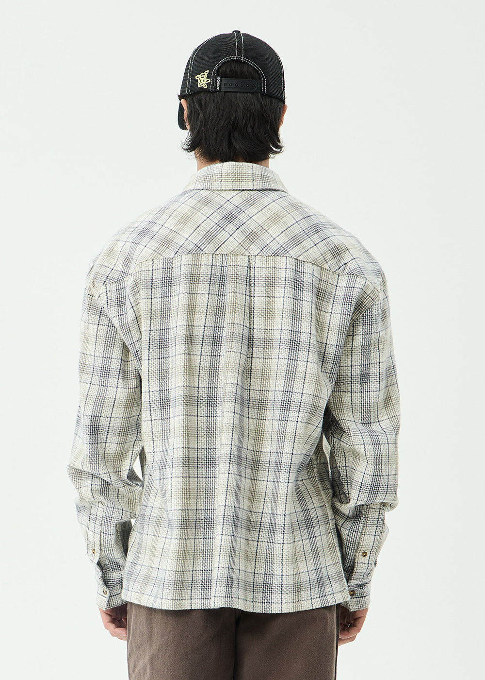 AFENDS Mens Shelter - Flannel Long Sleeve Shirt - White Check