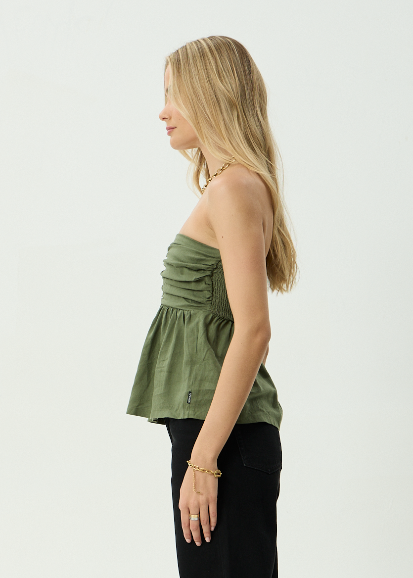 AFENDS Womens Juni - Strapless Top - Deep Olive