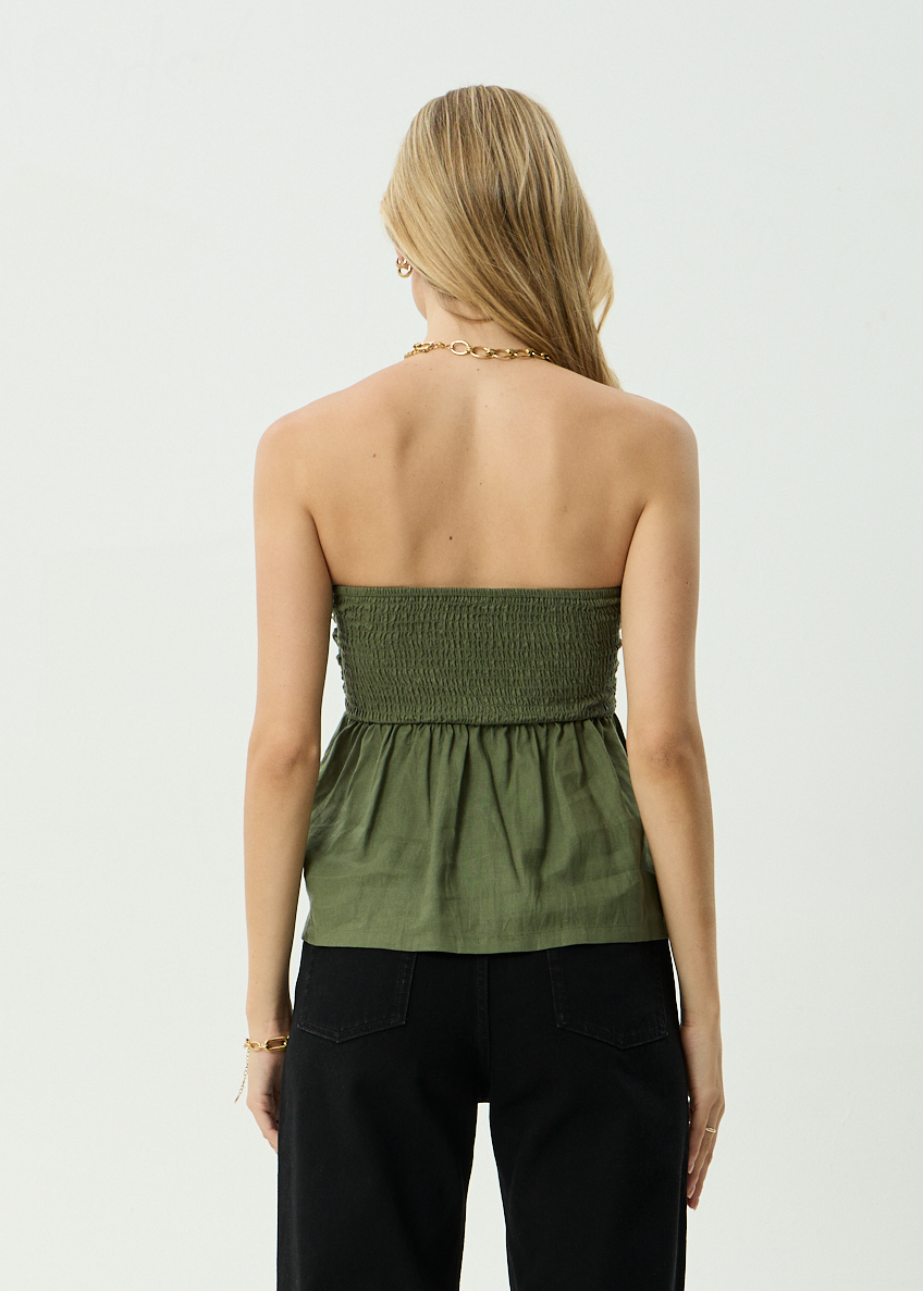 AFENDS Womens Juni - Strapless Top - Deep Olive