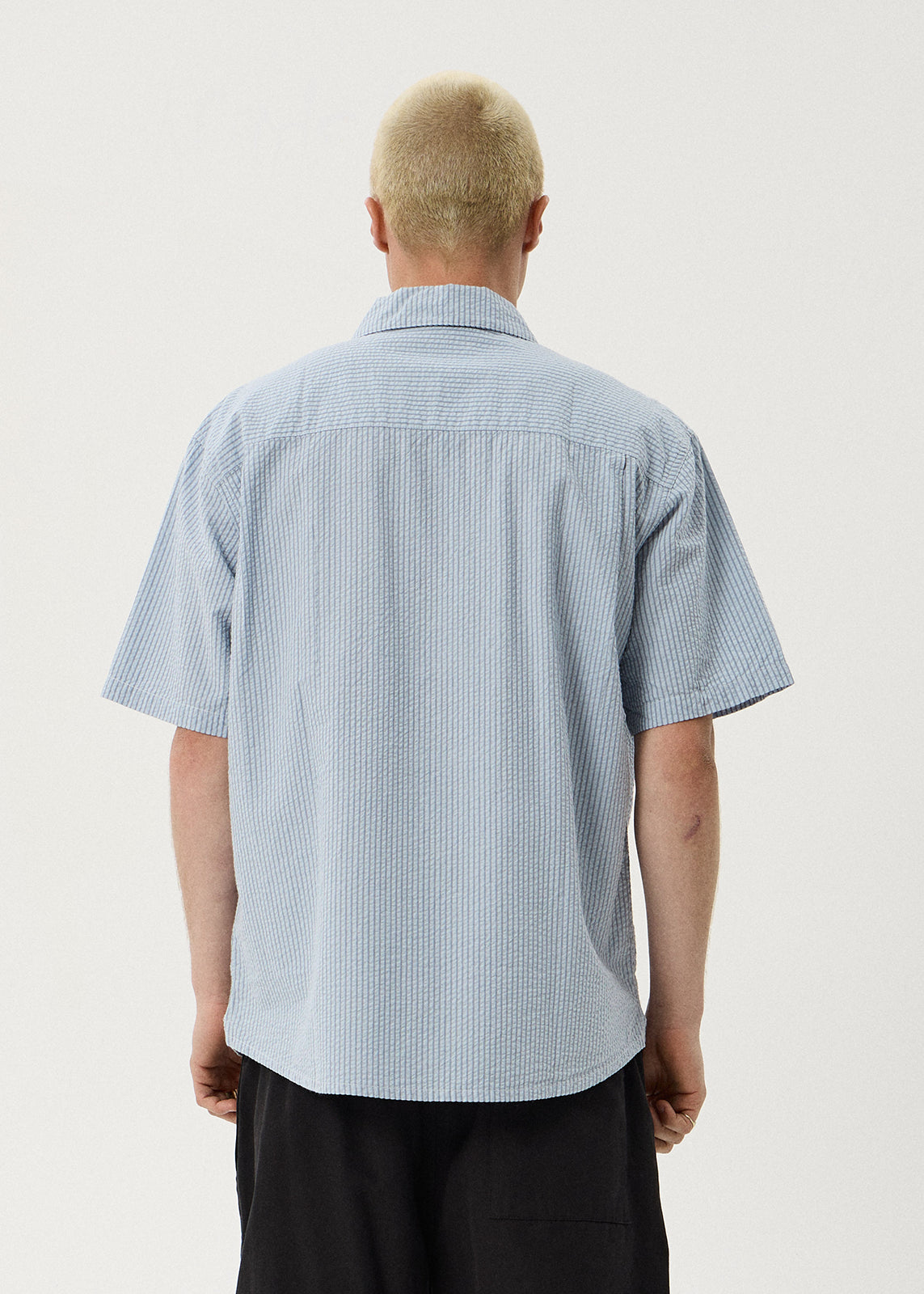 AFENDS Nostalgia - Workwear Short Sleeve Shirt - Blue Stripe
