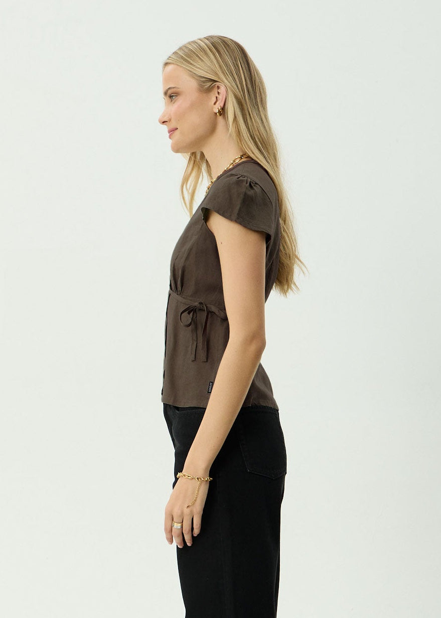 AFENDS Womens Loula - Wrap Top - Coffee