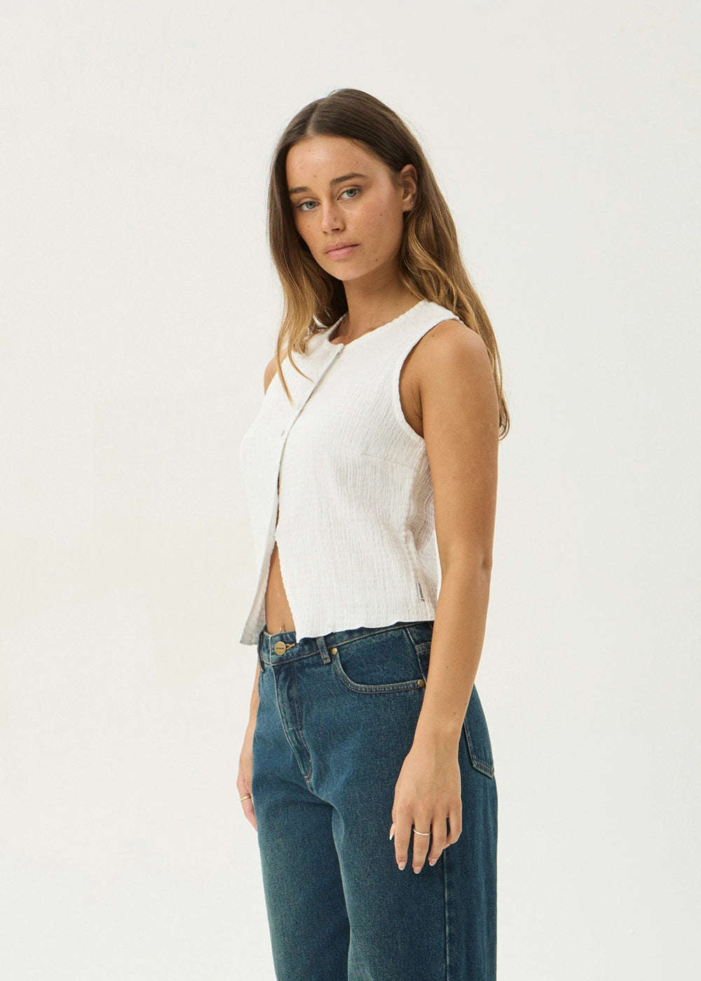 AFENDS Womens Lana - Seersucker Top - Off White