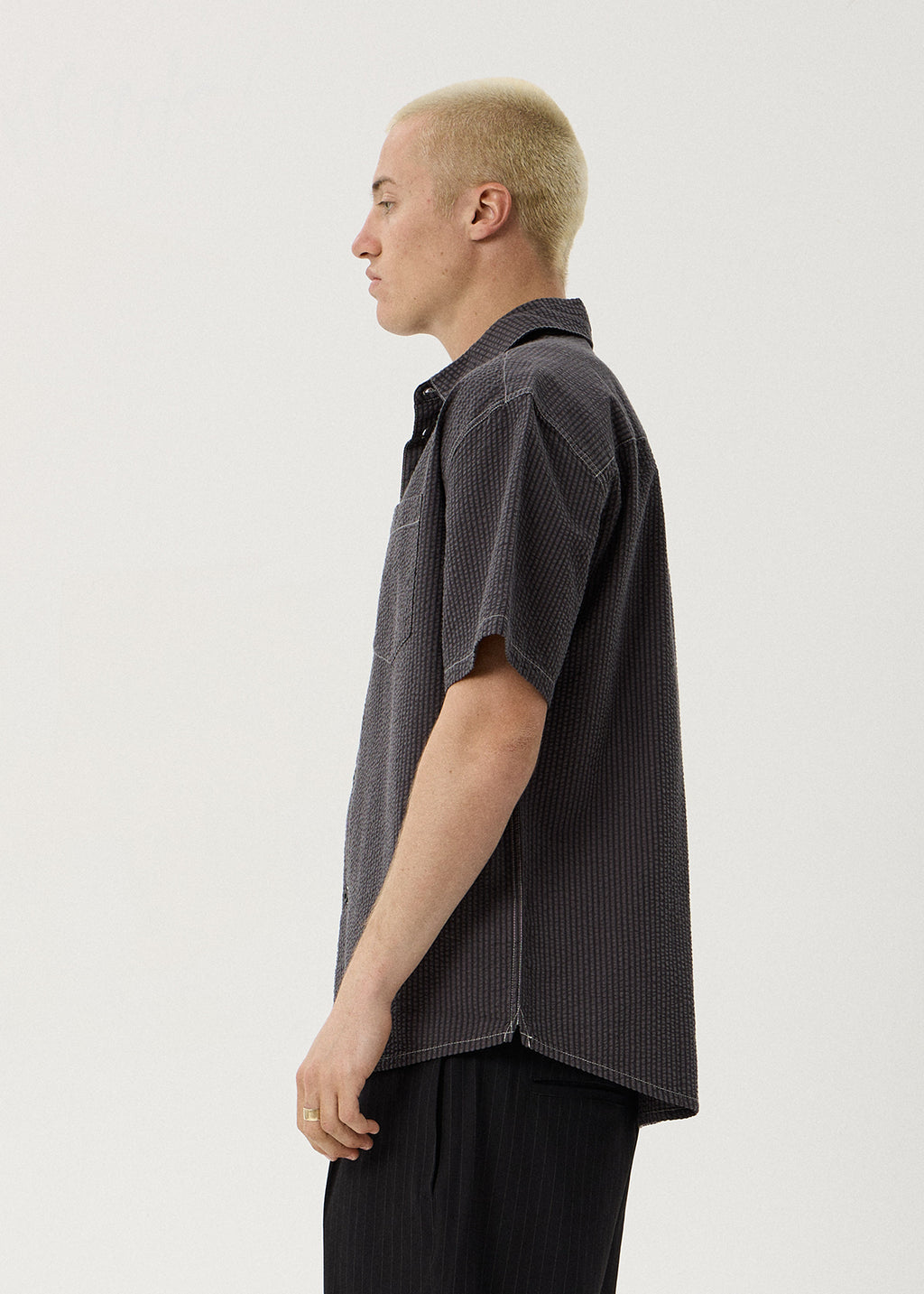 AFENDS Static - Short Sleeve Shirt - Black Stripe