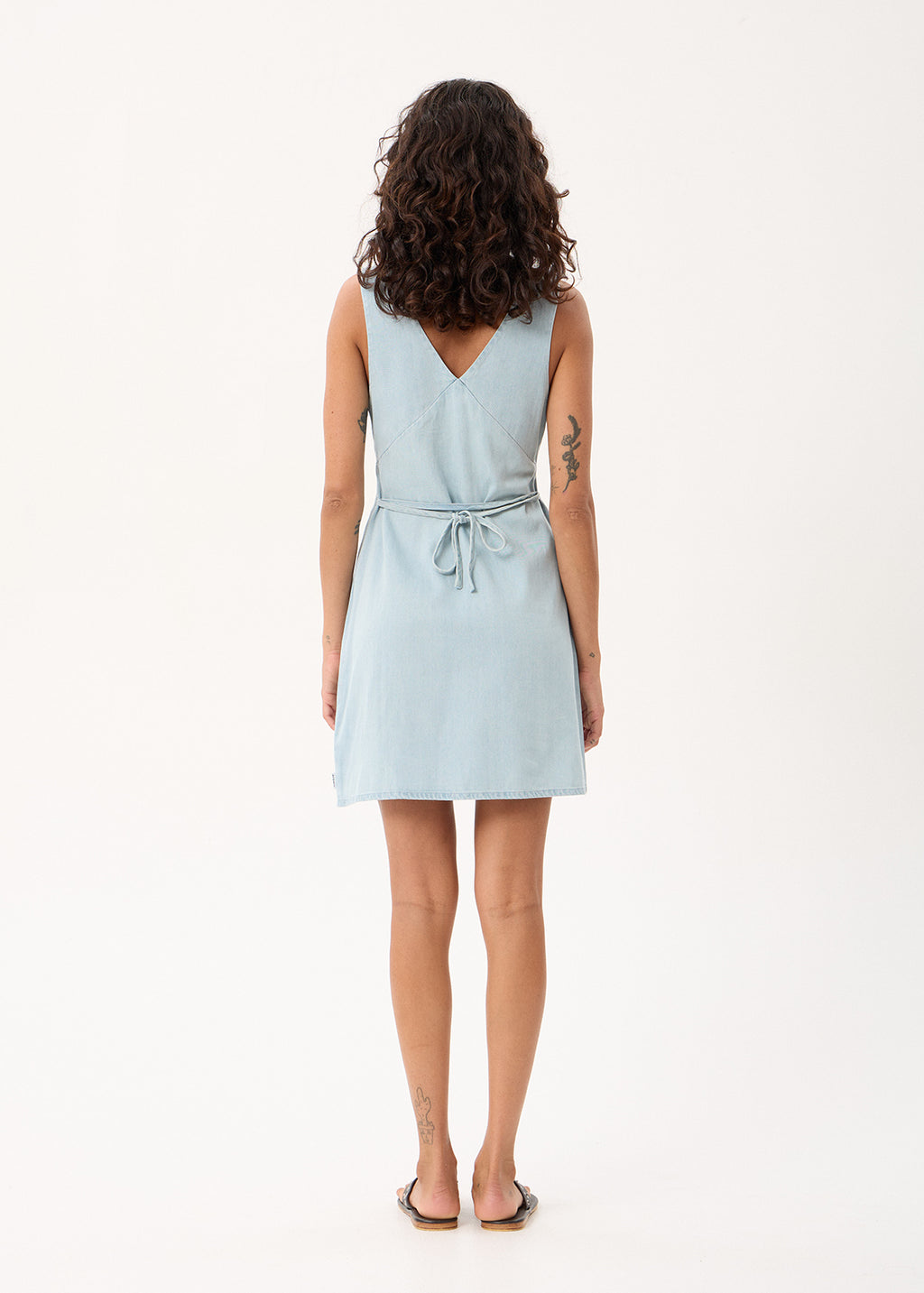 AFENDS Grace - Chambray Mini Dress - Light Blue