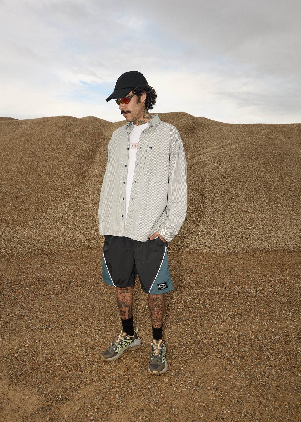 AFENDS Mens Bats - Oversized Striped Long Sleeve Shirt - Fuel