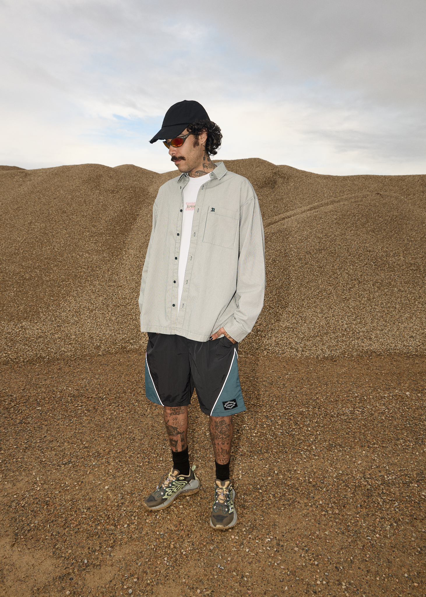 AFENDS Mens Bats - Oversized Striped Long Sleeve Shirt - Fuel