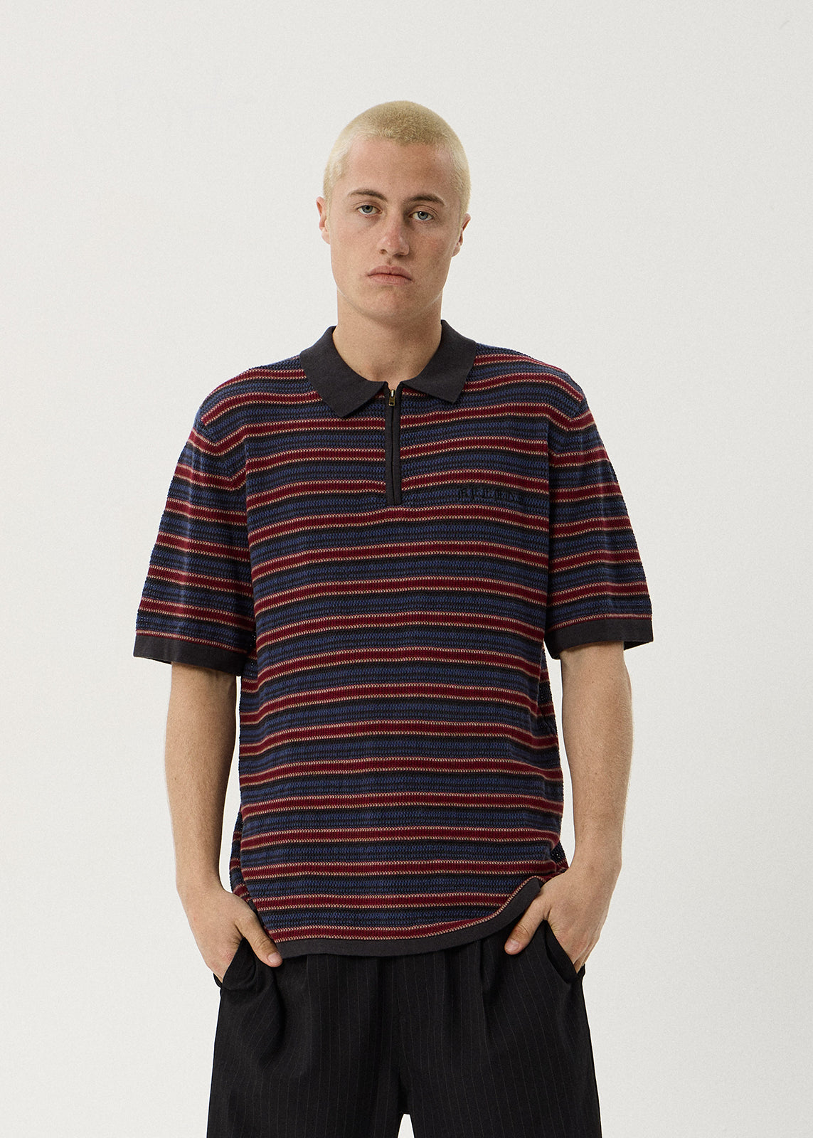 AFENDS Club - Knit Polo Shirt - Club Stripe