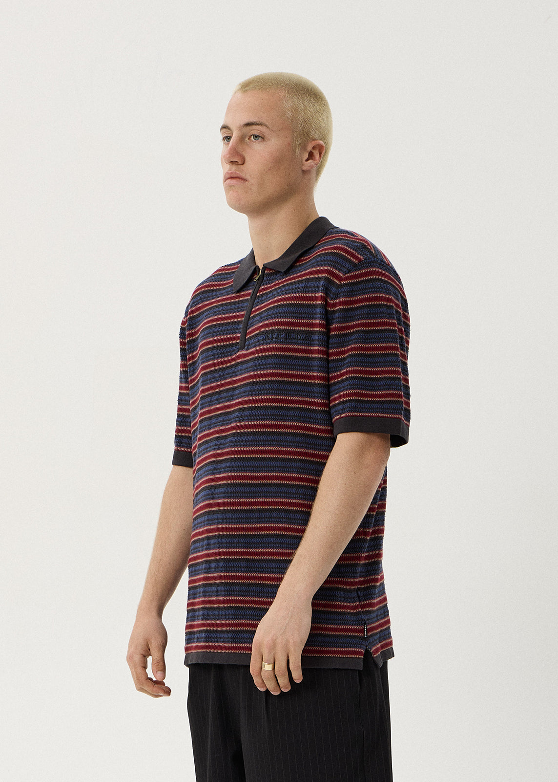 AFENDS Club - Knit Polo Shirt - Club Stripe