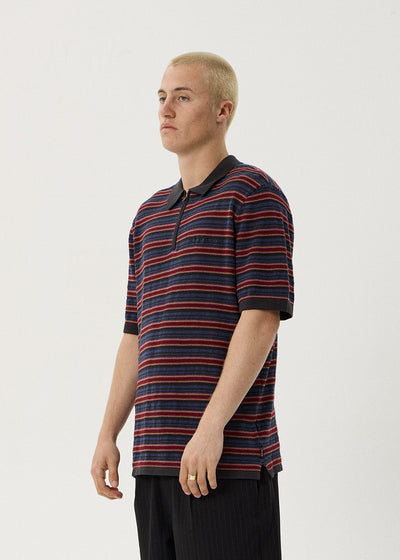 AFENDS Club - Knit Polo Shirt - Club Stripe