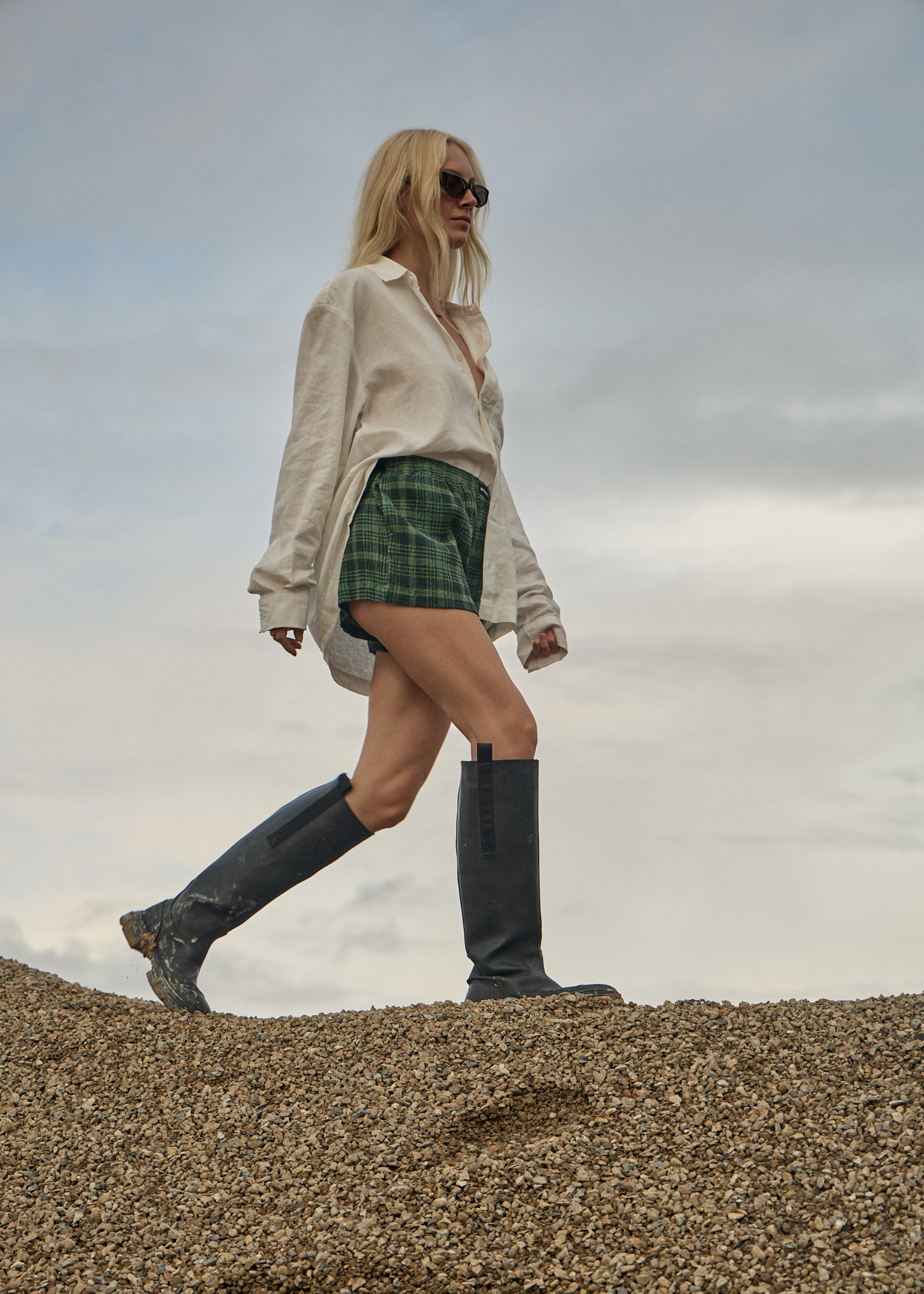 AFENDS Womens Lonnie - Seersucker Boxer Short - Hunter Green