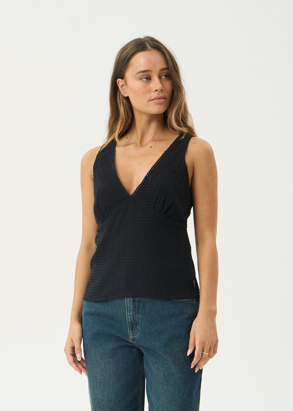 AFENDS Womens Robin - Seersucker Top - Black