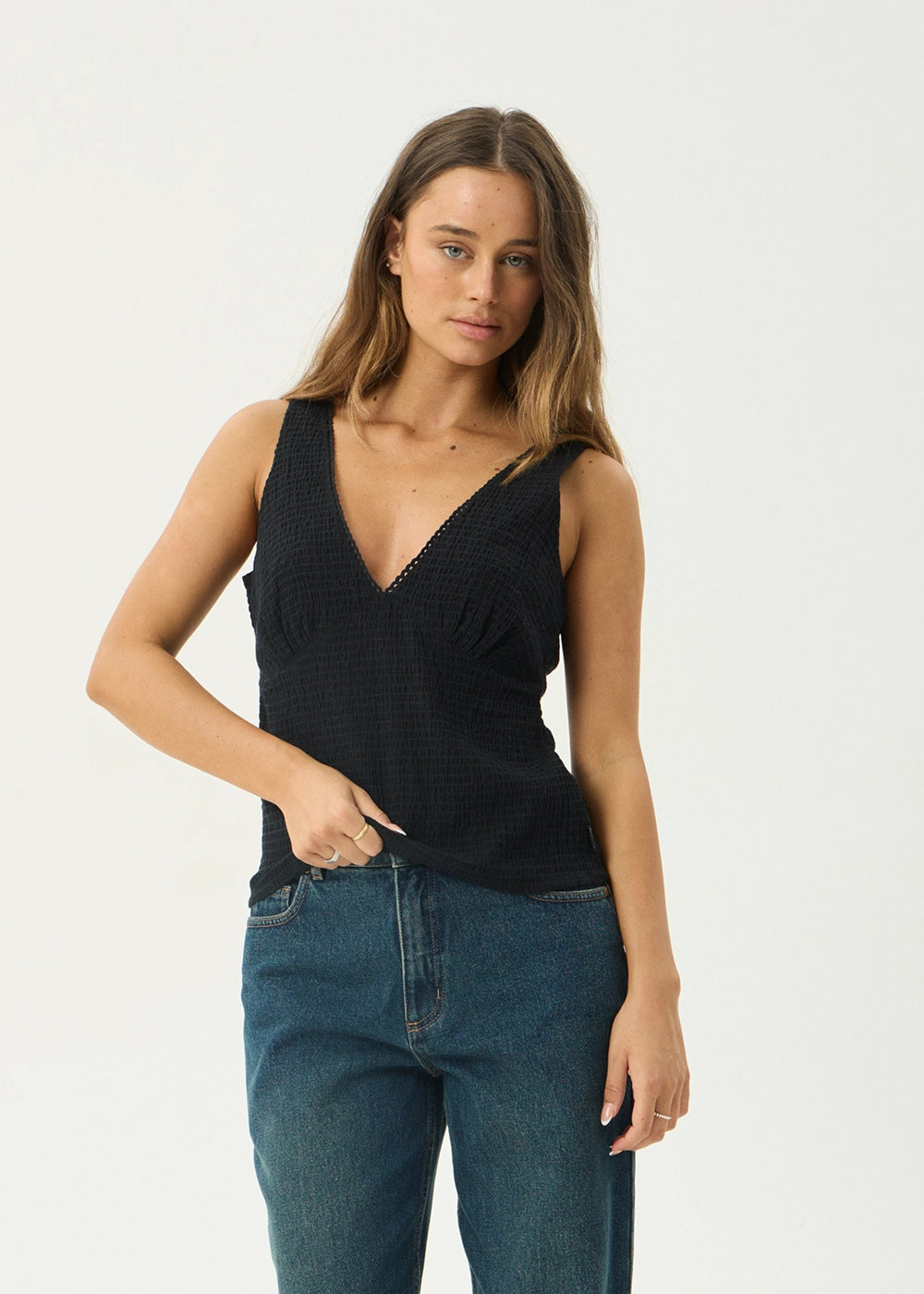 AFENDS Womens Robin - Seersucker Top - Black