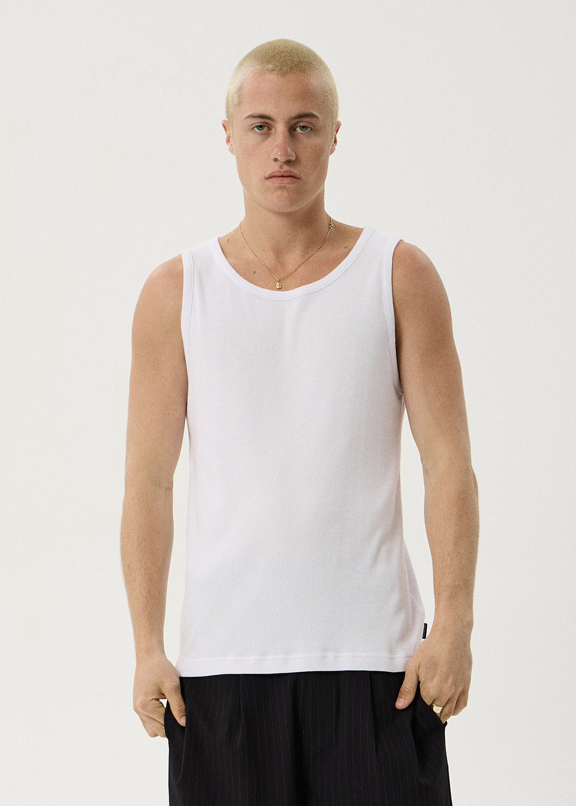 AFENDS Paramount - Rib Singlet - White